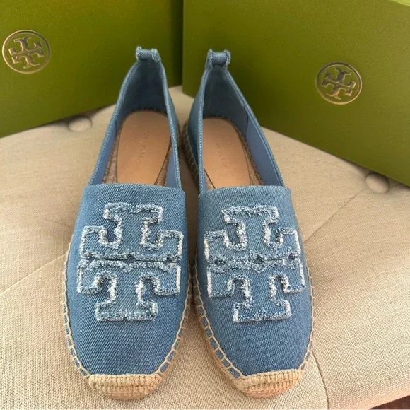 Tory Burch denim DOUBLE T ESPADRILLE shoes - Picture 8 of 10